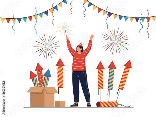 Celebrate Freedom and Independence with Fireworks and Festive Decorations