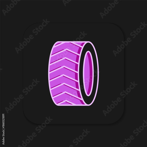 Filled outline Car tire wheel icon isolated on black background. Flat filled outline style with shadow. Vector