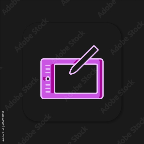 Filled outline Graphic tablet icon isolated on black background. Flat filled outline style with shadow. Vector