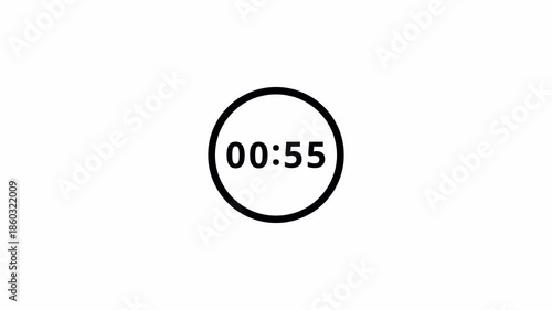 One minute Sliding Countdown Timer Animation, One Minute 60 to 0 Seconds Countdown Video,One Minute Sliding Countdown Timer, 60 Second digital Clock Animation, Scrolling Numbers on Black Background. 