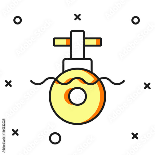 Filled outline Submarine icon isolated on white background. Military ship. Flat filled outline style with shadow. Vector