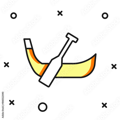 Filled outline Gondola boat italy venice icon isolated on white background. Tourism rowing transport romantic. Flat filled outline style with shadow. Vector