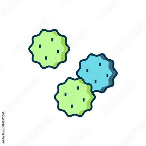 Filled outline Cookie or biscuit with chocolate icon isolated on white background. Flat filled outline style with shadow. Vector