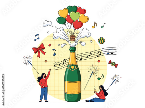 Celebrate with Style: Vector Illustration of a Joyful Party