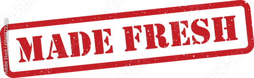 Red made fresh stamp on white background