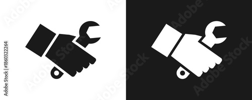 Mechanic Icon Set Glyph In White And Black Background
