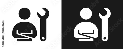 Mechanic Icon Set Glyph In White And Black Background