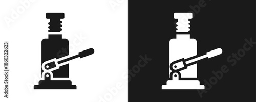 Hydraulic Icon Set Glyph In White And Black Background