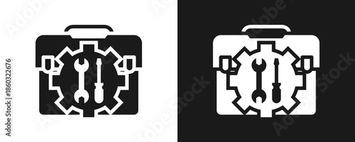 Toolbox Icon Set Glyph In White And Black Background