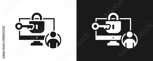 User Access Icon Set Glyph In White And Black Background
