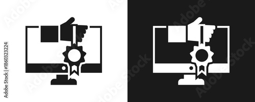 Brand Awareness Icon Set Glyph In White And Black Background