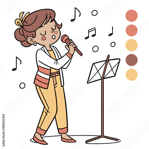 Girl singing into a microphone on a stage