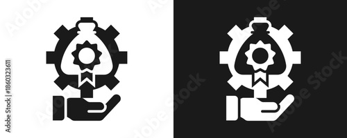 Brand Asset Management Icon Set Glyph In White And Black Background