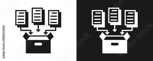 Data Collection Icon Set Glyph In White And Black Background