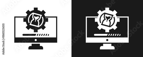 Latency Icon Set Glyph In White And Black Background