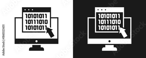Encoding Icon Set Glyph In White And Black Background