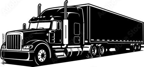 Semi-Truck black silhouette vector illustration