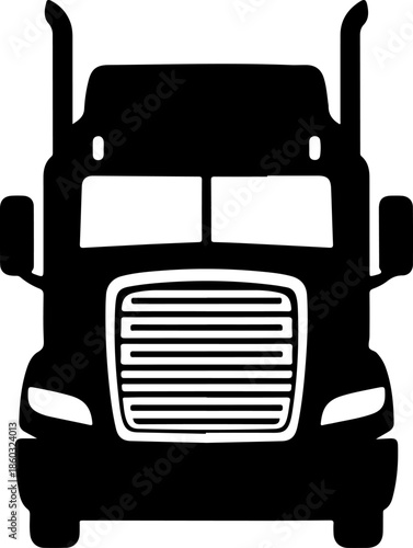 Semi-Truck black silhouette vector illustration