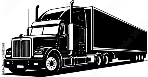 Semi-Truck black silhouette vector illustration