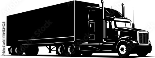 Semi-Truck black silhouette vector illustration