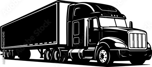 Semi-Truck black silhouette vector illustration