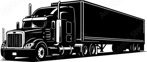 Semi-Truck black silhouette vector illustration