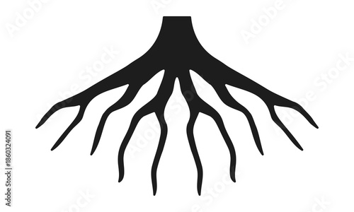 Rounded Tree Plant Roots Silhouette Icon