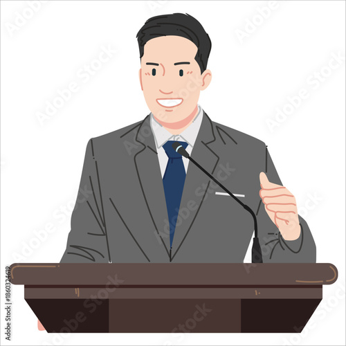 A man is giving a speech at an event