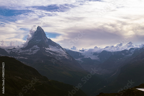 The Matterhorn in the morning with clouds