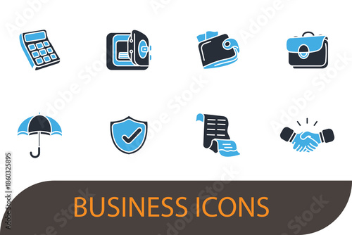 business finance set icons minimalist flat style design, business finance set Vector illustration on white background