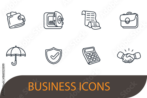 business finance set icons minimalist flat style design, business finance set Vector illustration on white background