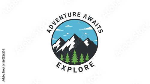 Adventure Awaits Explore Mountains and Forest Landscape.
