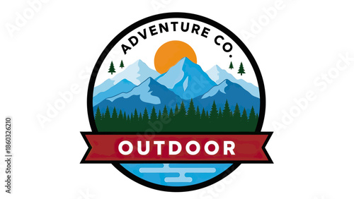 Adventure Company Outdoor Mountain Landscape Emblem.