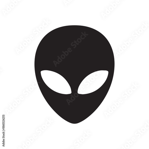 Extraterrestrial alien face or head symbol flat icon for apps and websites
