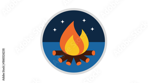 Campfire Burning Brightly Under a Starry Night Sky.