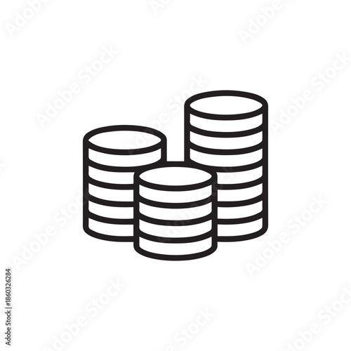 Stack of coins or casino chips flat icon for games and apps
