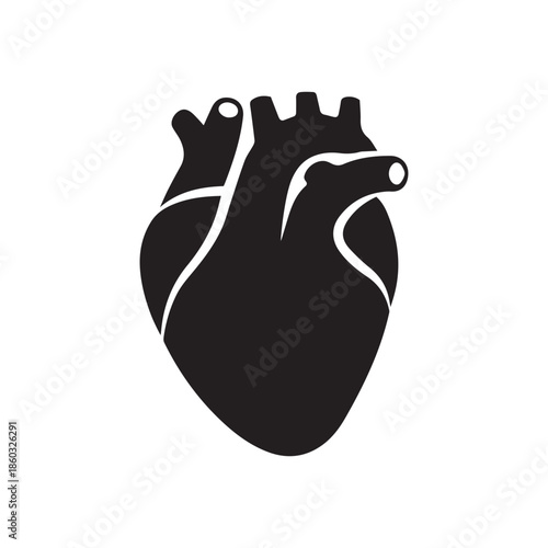 Human heart organ with aorta and arteries flat vector icon for medical health apps and websites
