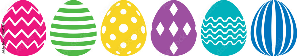 Fototapeta premium Vibrant easter eggs decorated for easter day celebration with various patterns