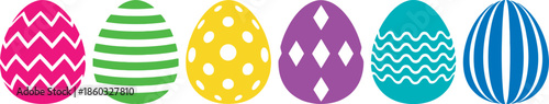Vibrant easter eggs decorated for easter day celebration with various patterns