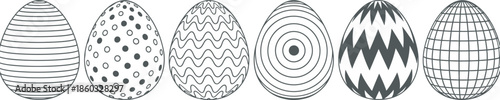 Easter day decorative eggs in black and white patterns