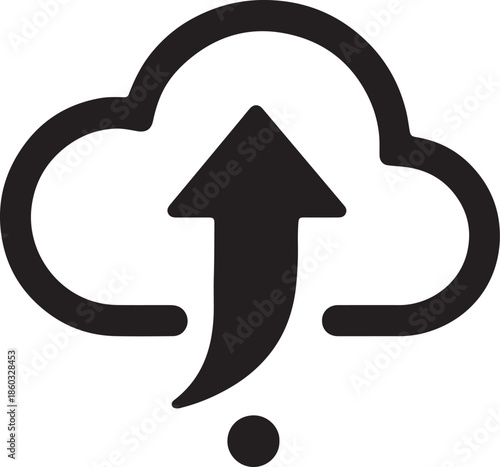 Open cloud with floating upward arrow trail icon representing cloud sync and data upload