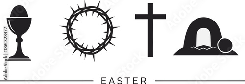 Easter day symbols and icons celebrating resurrection and renewal