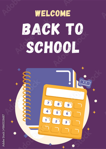 School-themed cover backgrounds. A collection of flat vector illustrations. Back to School. Poster or cover designs with school-themed elements and objects, simple backgrounds for posters.