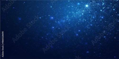 Blue Christmas night sky with stars and snowflakes