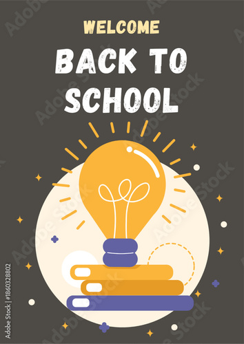 School-themed cover backgrounds. A collection of flat vector illustrations. Back to School. Poster or cover designs with school-themed elements and objects, simple backgrounds for posters.
