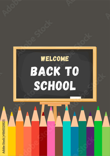 School-themed cover backgrounds. A collection of flat vector illustrations. Back to School. Poster or cover designs with school-themed elements and objects, simple backgrounds for posters.