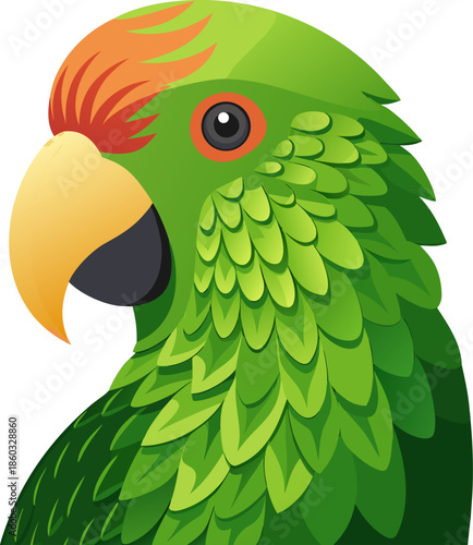 Kakapo parrot on green background
