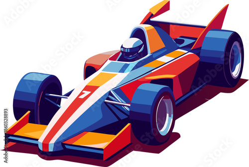 Open-wheel single-seater racing car abstract concept vector illustration. stock illustration