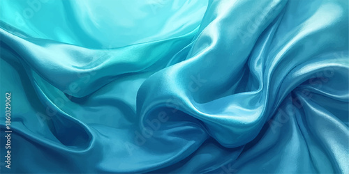 Blue silk and satin fabric with smooth elegant texture