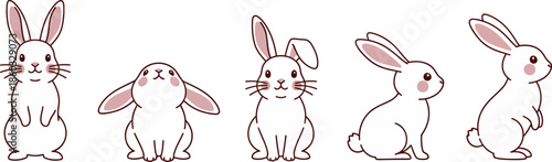 Easter day celebration with adorable cartoon bunnies on white background